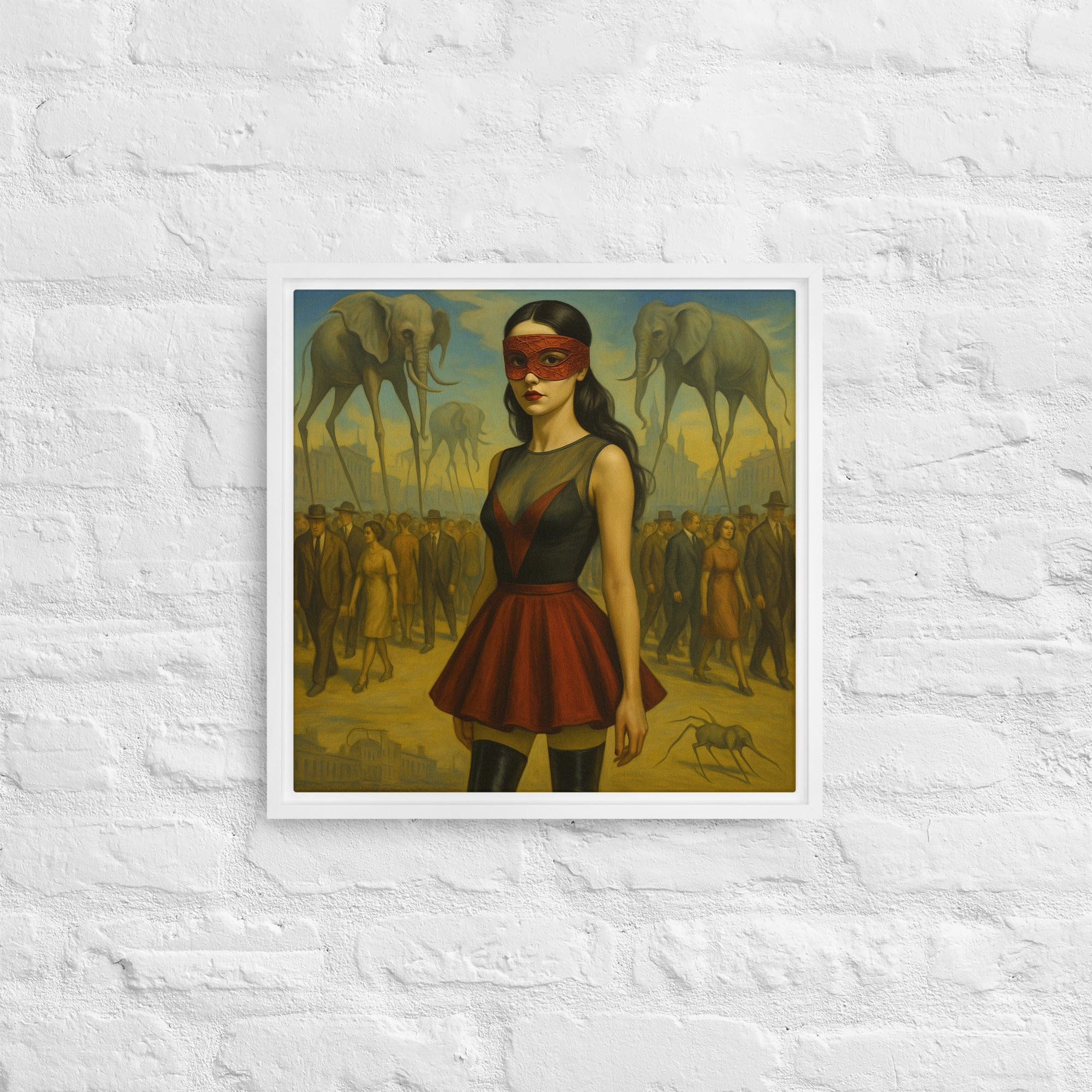 Toile encadrée - "La Marche des Songes" - Blindfolded Blanc / 16″×16″ Laurent Hassid Studio