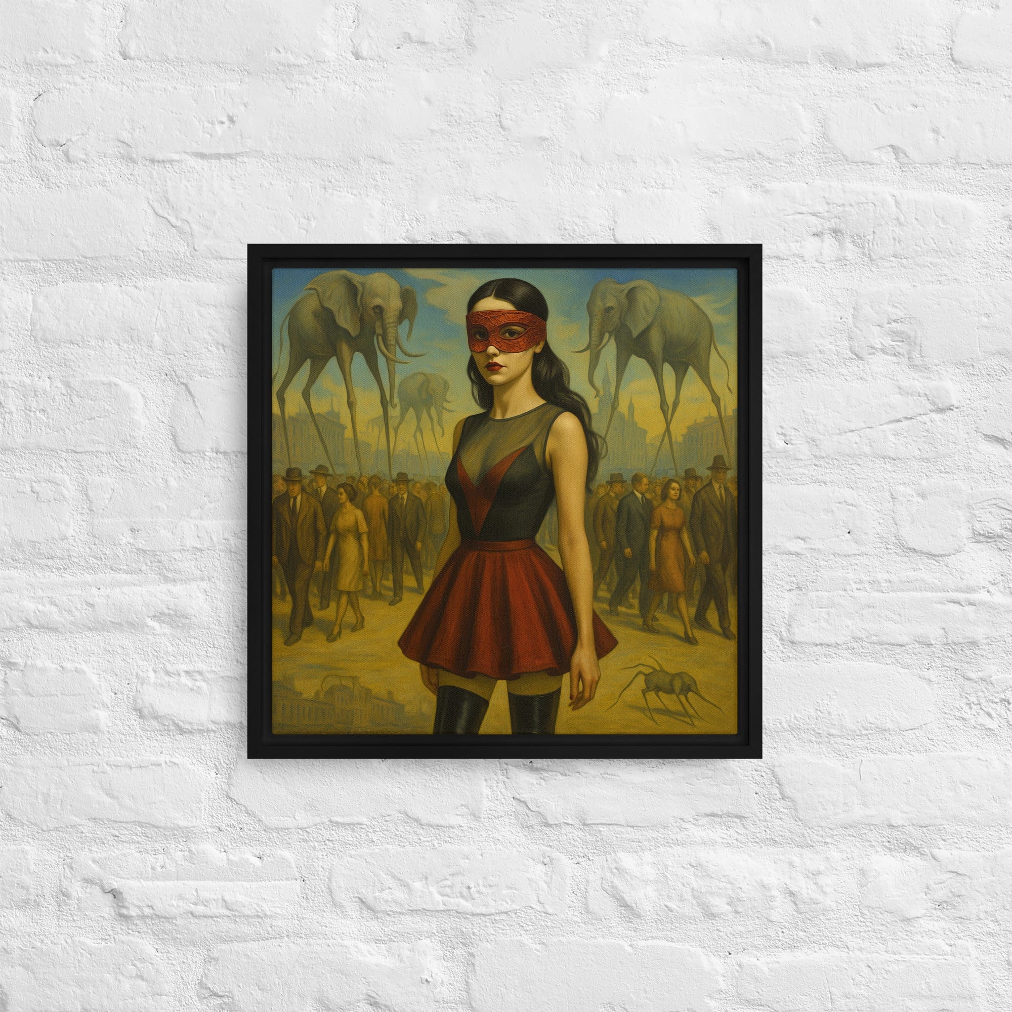 Toile encadrée - "La Marche des Songes" - Blindfolded Noir / 16″×16″ Laurent Hassid Studio
