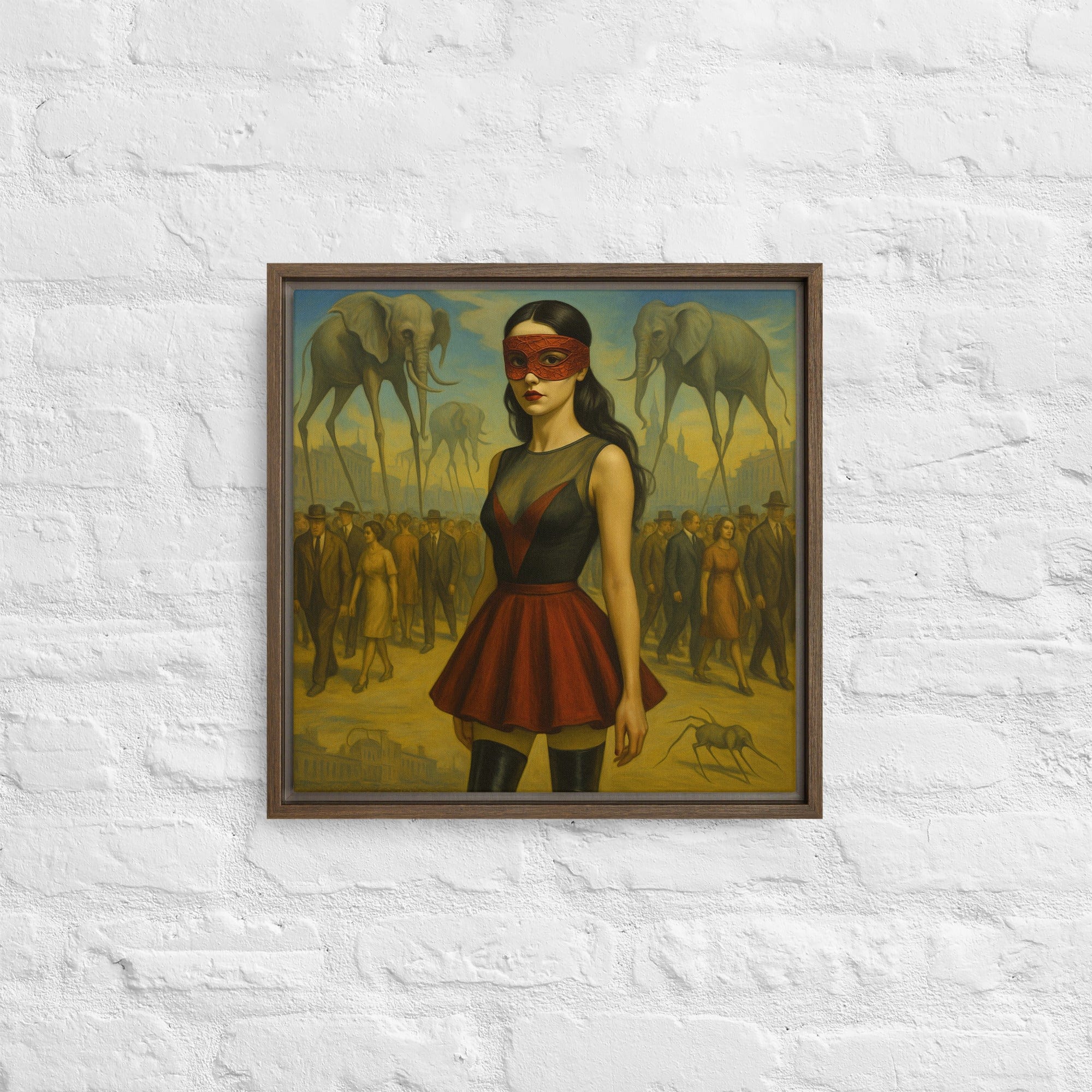Toile encadrée - "La Marche des Songes" - Blindfolded Marron / 16″×16″ Laurent Hassid Studio